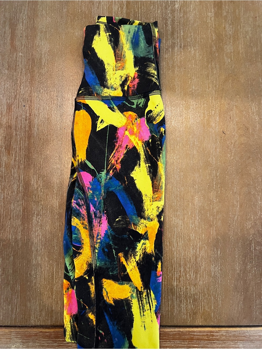 lululemon athletica Black Leggings with Neon Brushstroke Print
